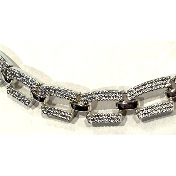 NAPIER VINTAGE SILVER TEXTURED 14-16" RECTANGULAR CHAIN LINK NECKLACE EUC - Picture 6 of 8
